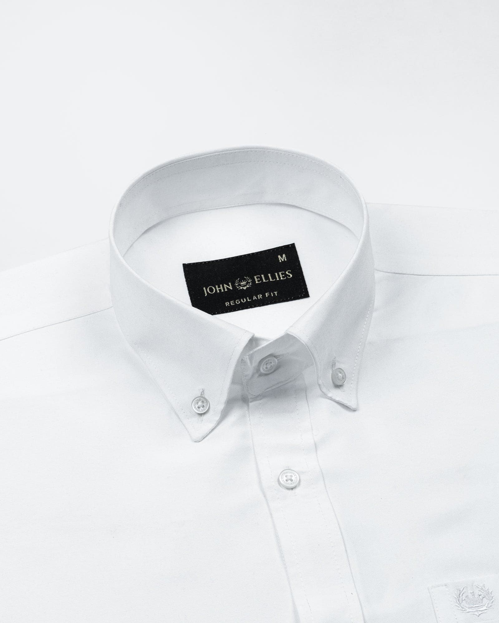 Monza White Plain Button Down Polyester Shirt