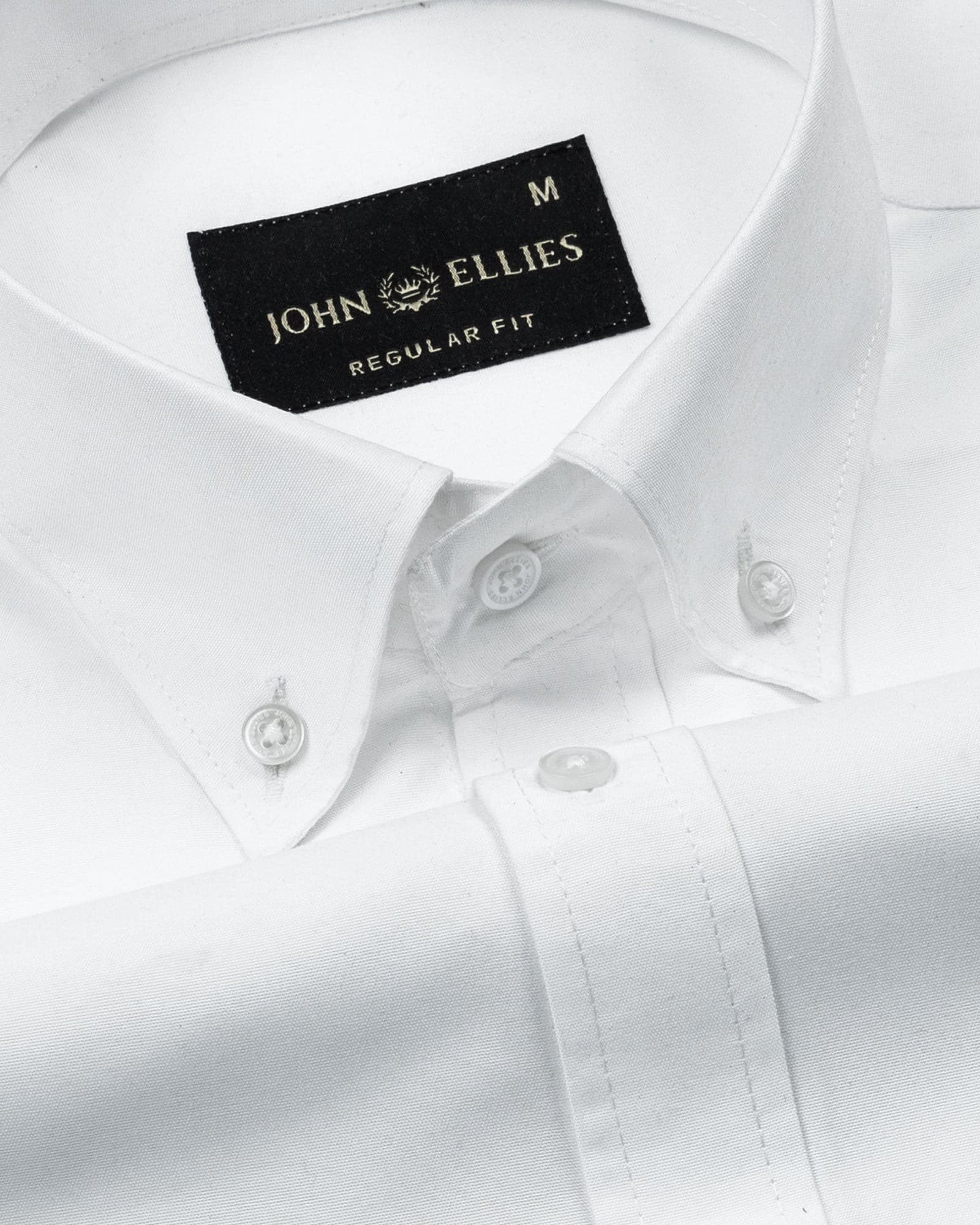 Monza White Plain Button Down Polyester Shirt