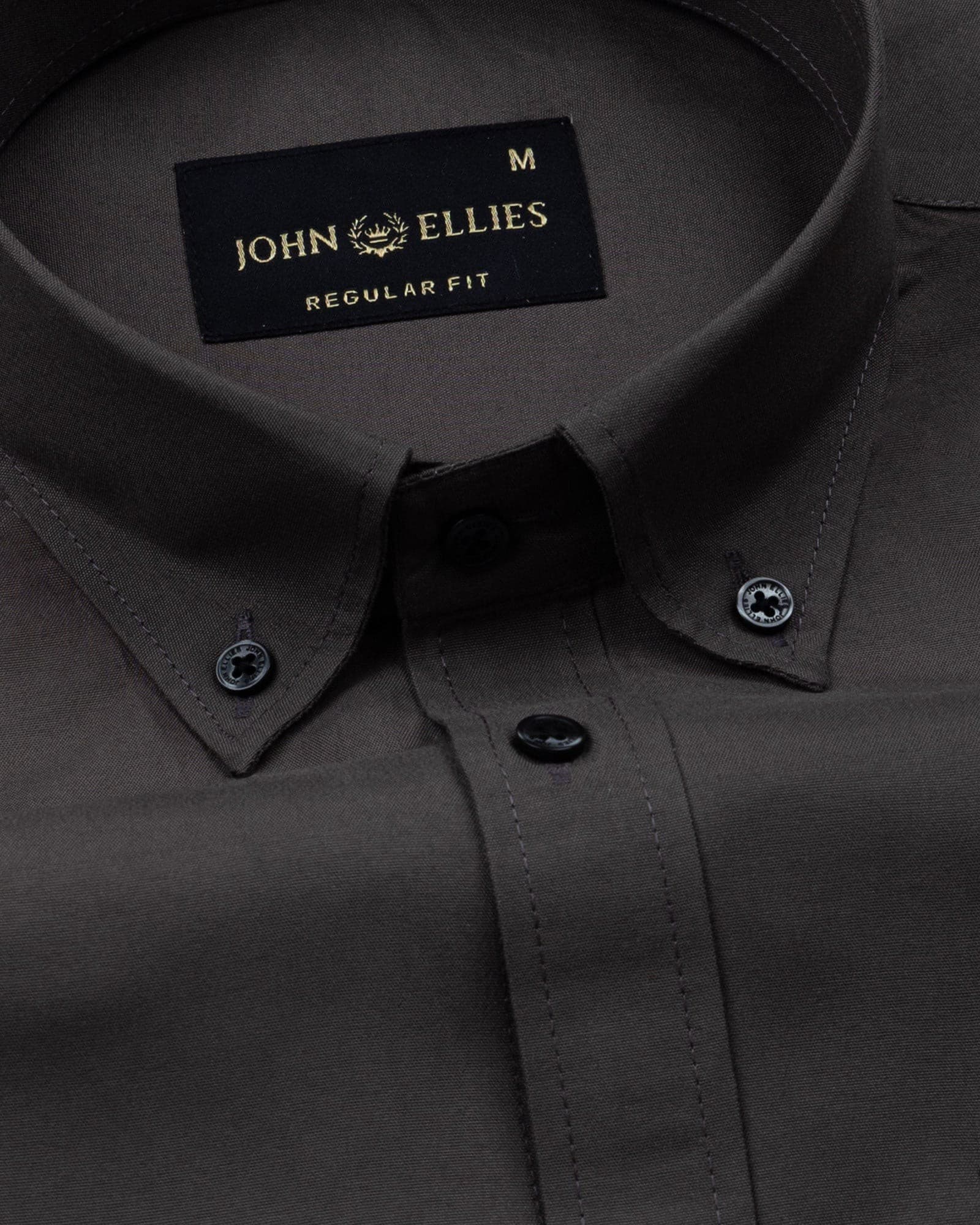 Monza Grey Plain Button Down Polyester Shirt