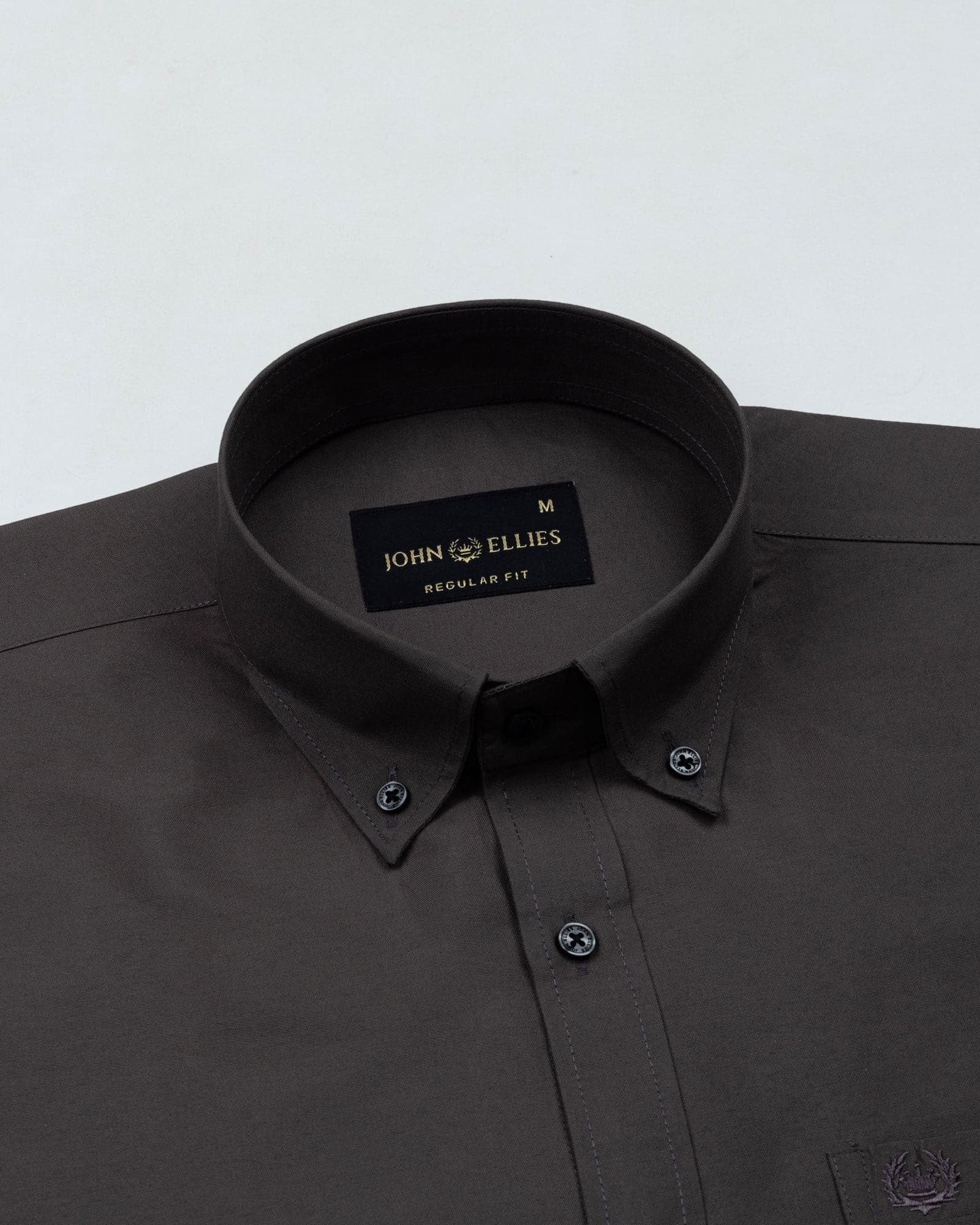 Monza Grey Plain Button Down Polyester Shirt