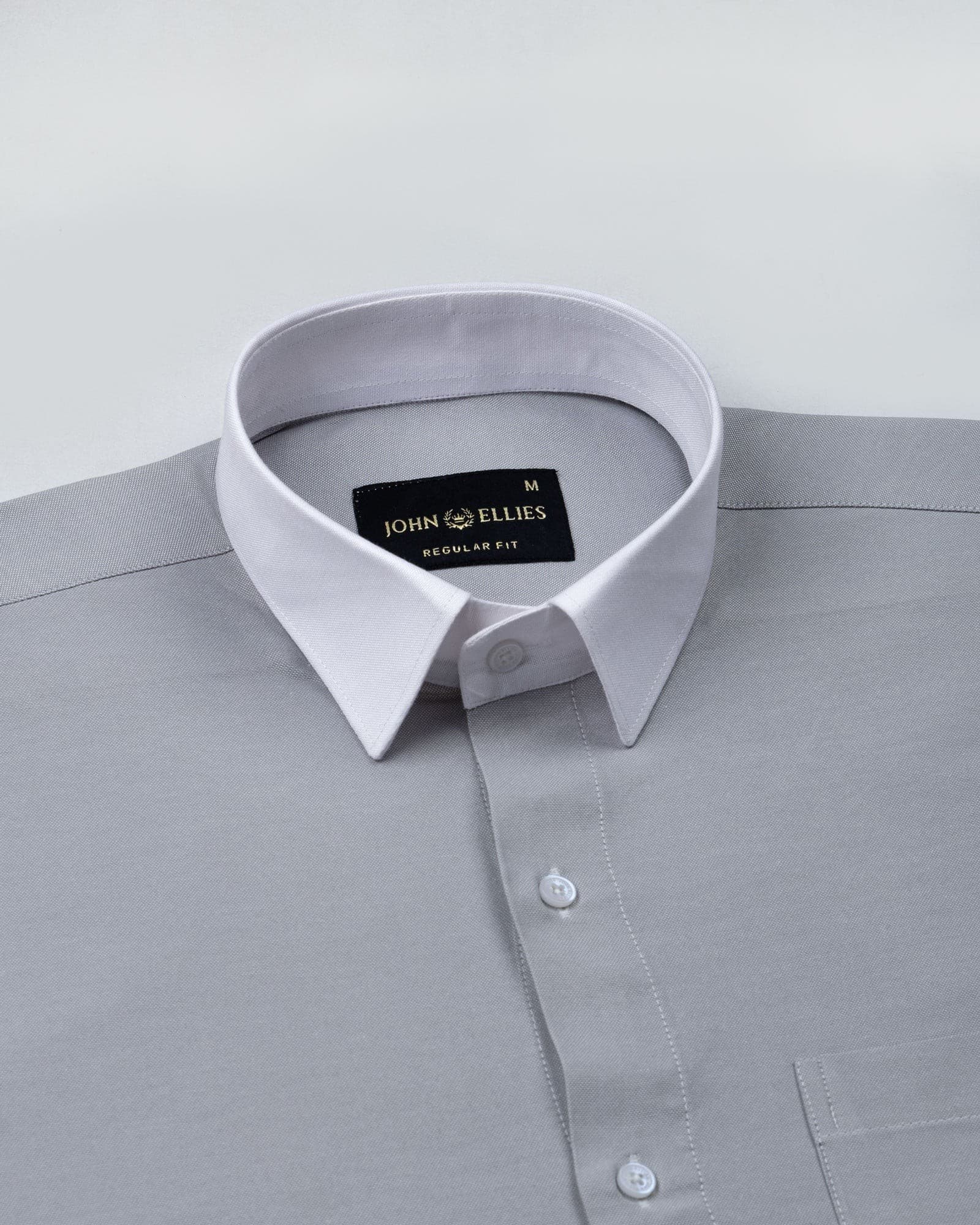 Raven Silver White Cuff Collar Oxford Cotton Shirt
