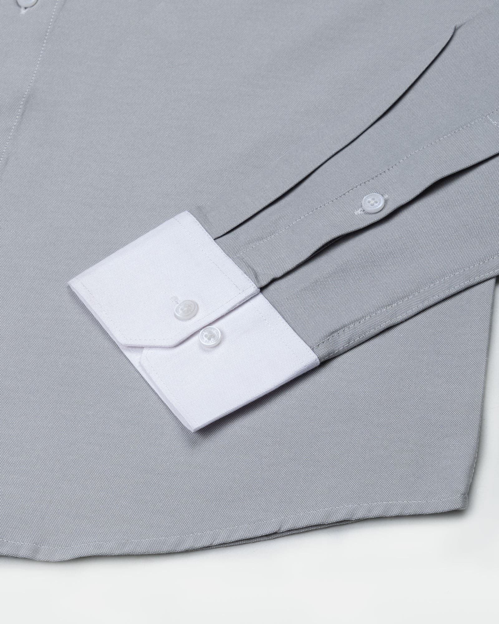 Raven Silver White Cuff Collar Oxford Cotton Shirt