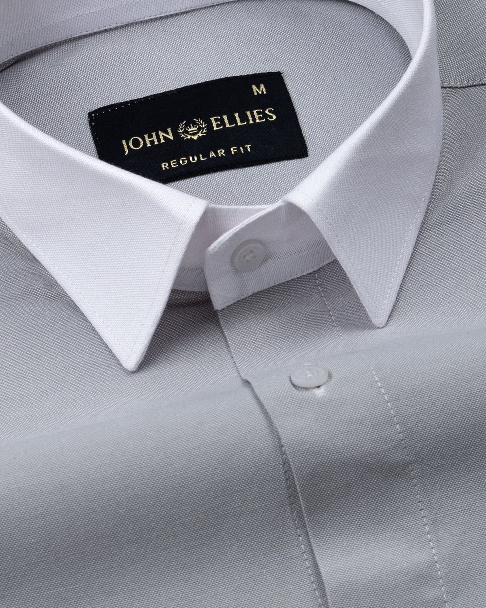 Raven Silver White Cuff Collar Oxford Cotton Shirt