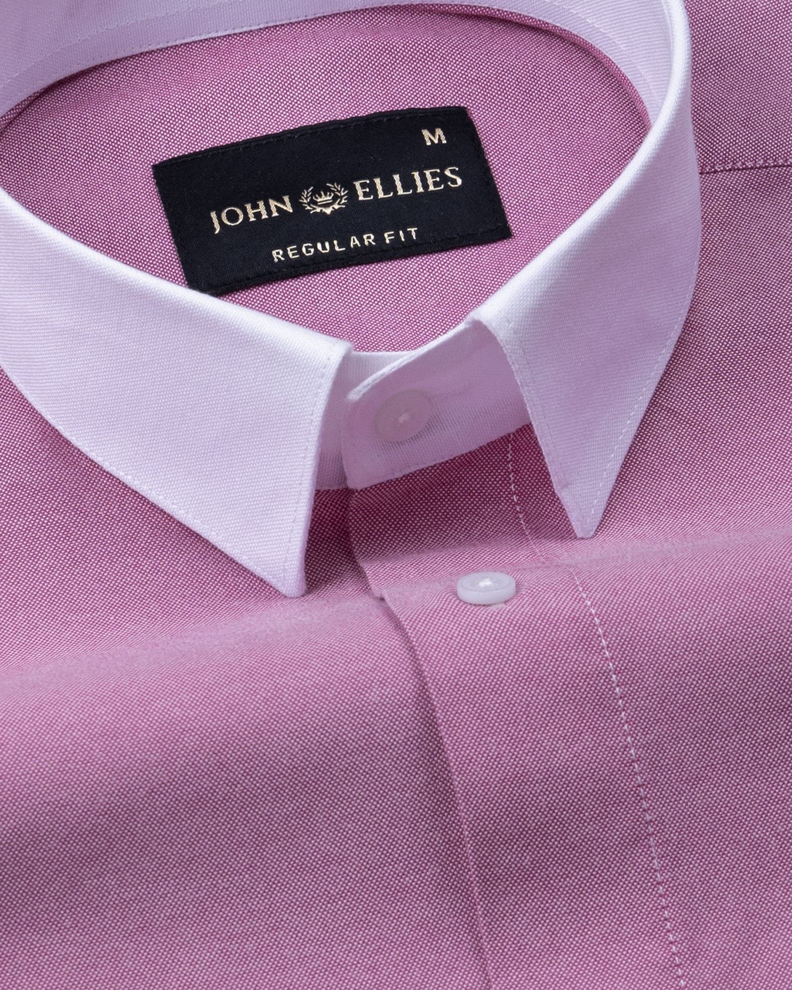 Raven Magenta White Cuff Collar Oxford Cotton Shirt