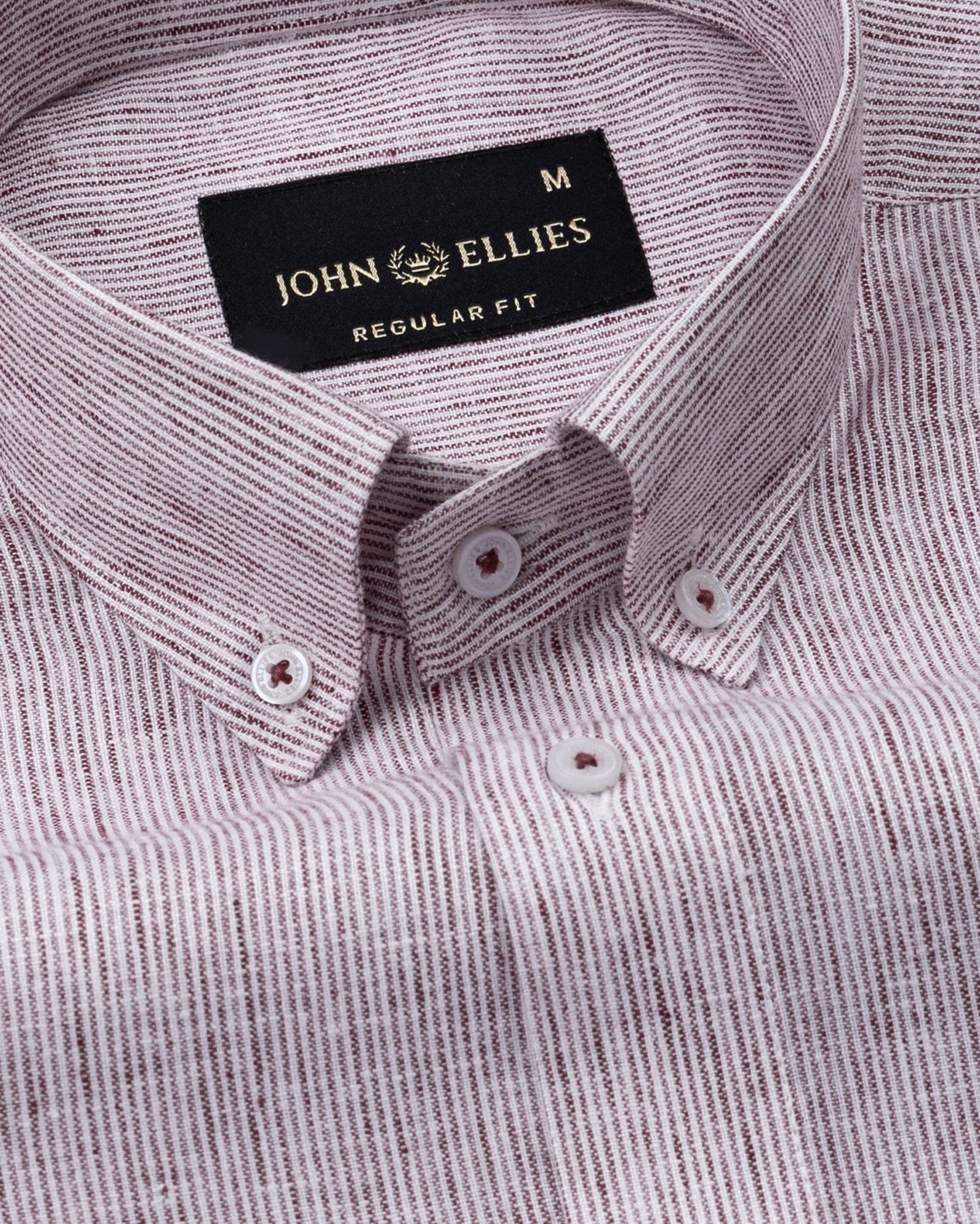 Parcore Maroon Stripe Button Down Linen Cotton Shirt