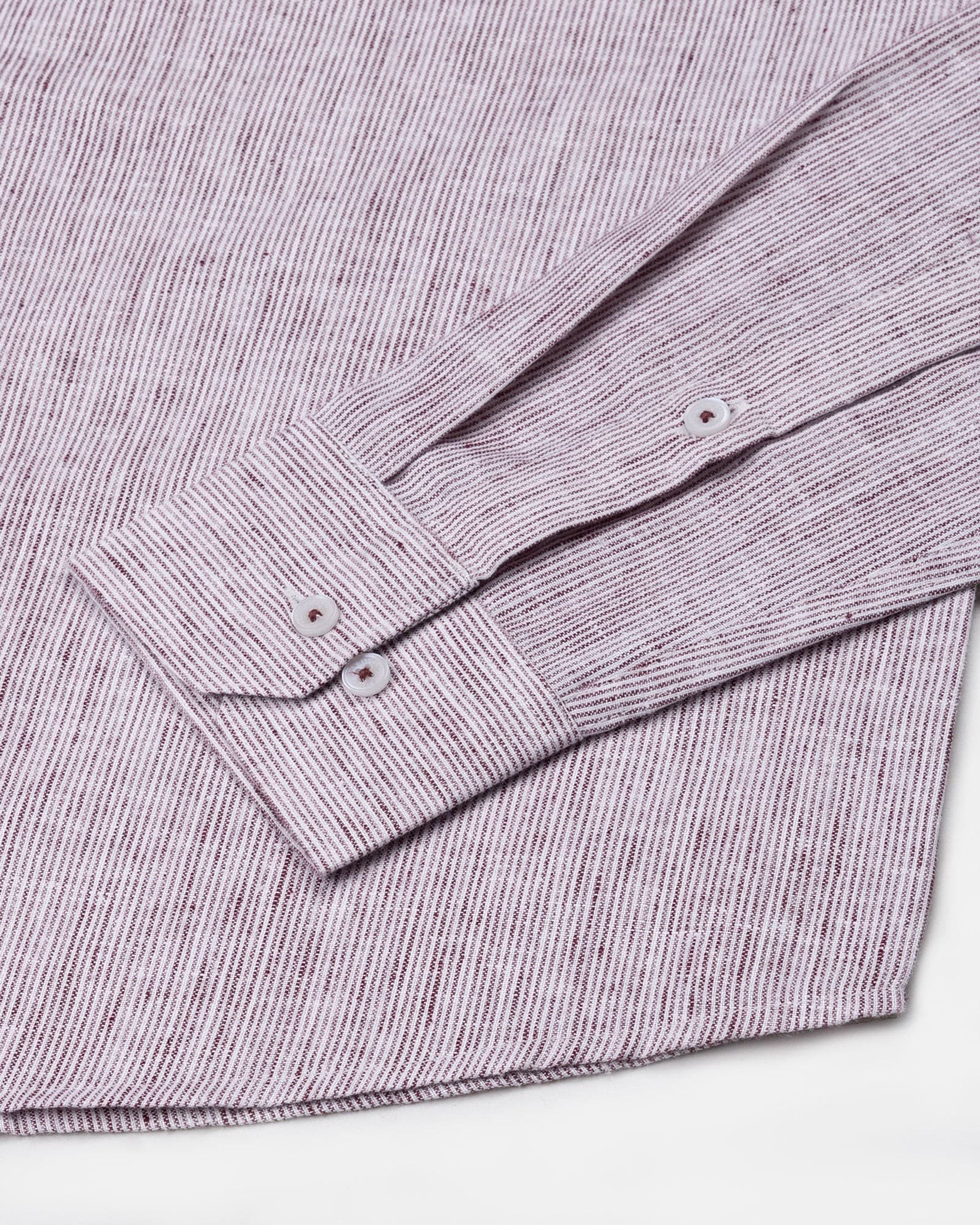 Parcore Maroon Stripe Button Down Linen Cotton Shirt