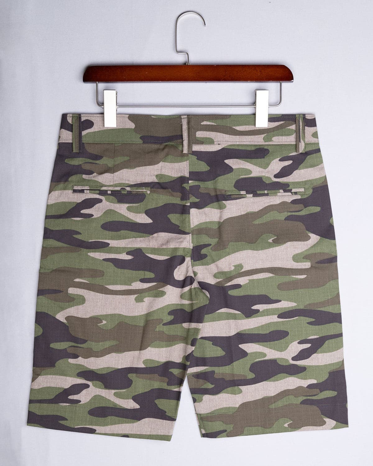 Tuscan Brown and Wenge Green Camouflage Cotton Shorts