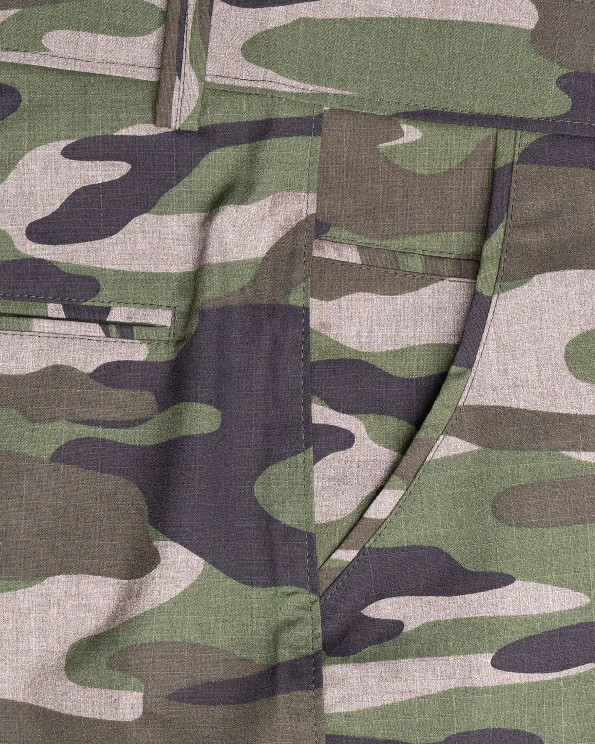 Tuscan Brown and Wenge Green Camouflage Cotton Shorts