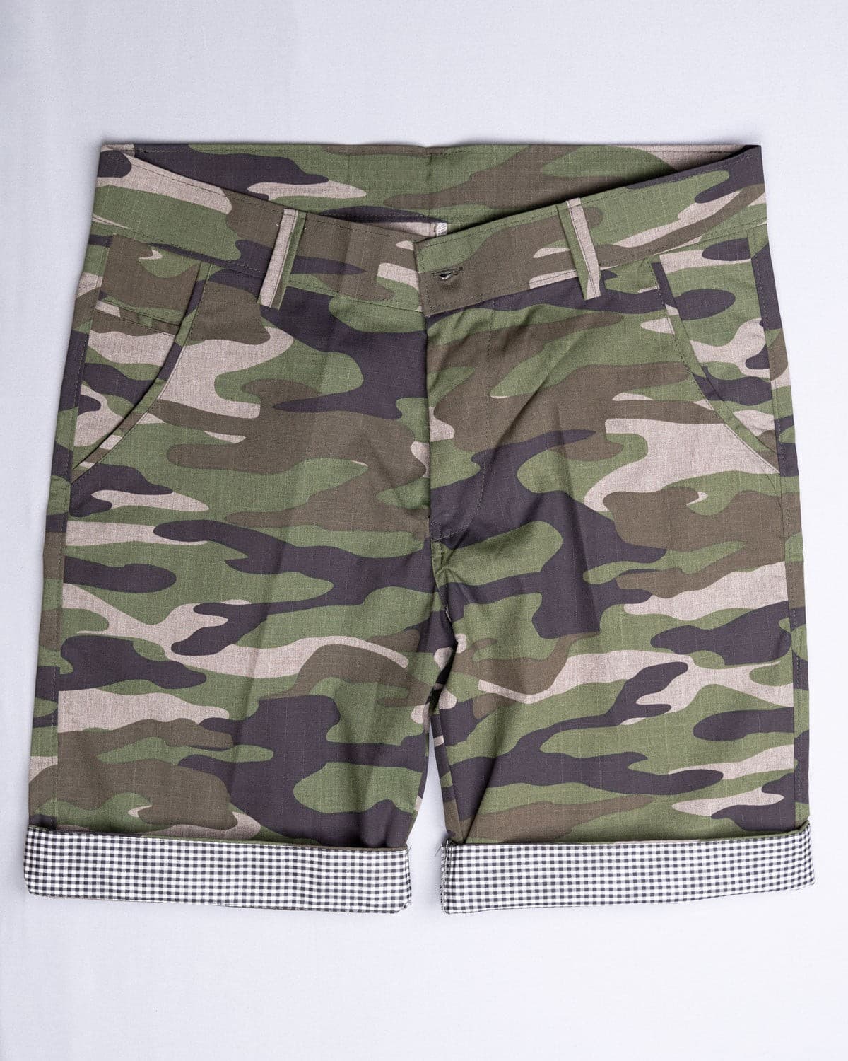 Tuscan Brown and Wenge Green Camouflage Cotton Shorts