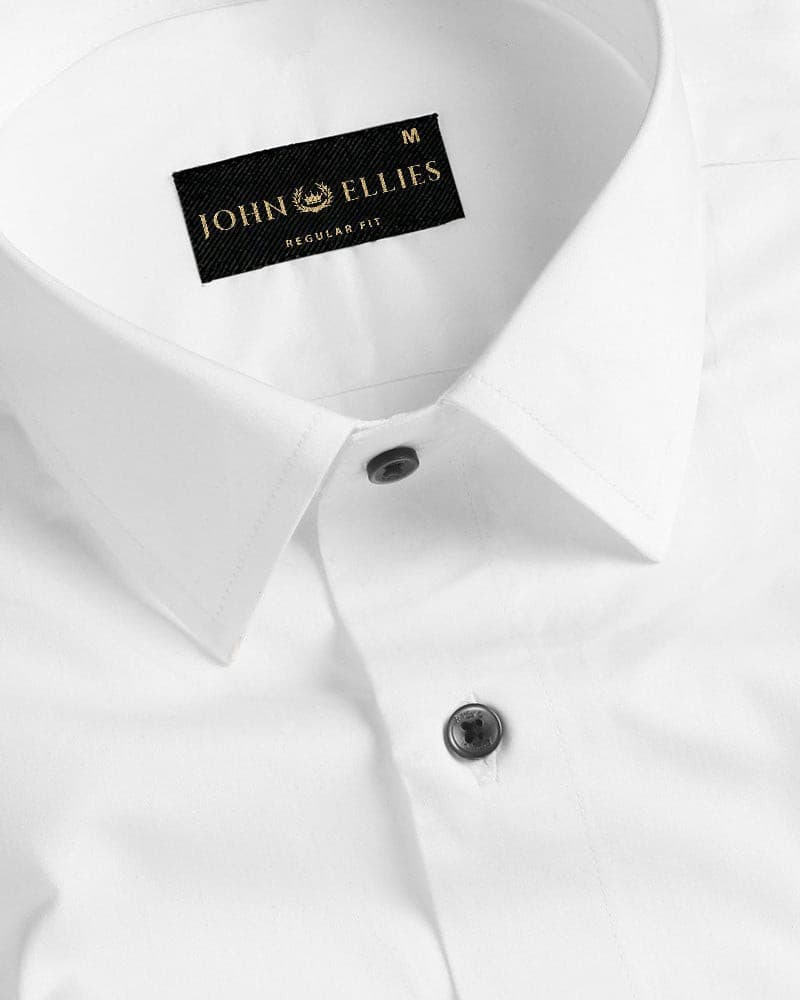 White Super Soft Black Button Premium Cotton Shirt