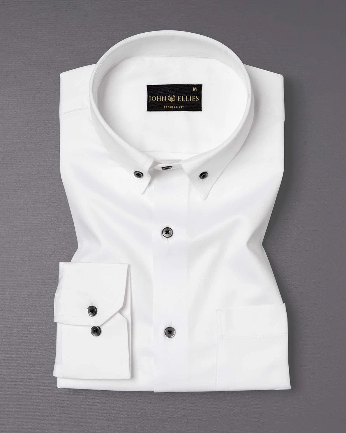 White With Black Button Down Cotton Shirt