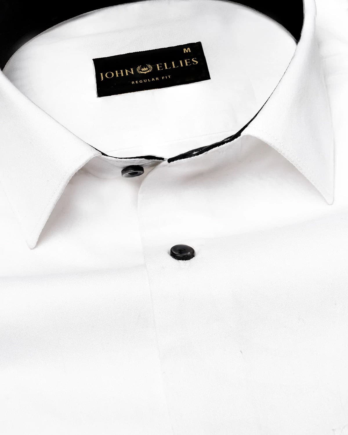 White With Black Inner Cuffs & Collar Giza Cotton Shirt