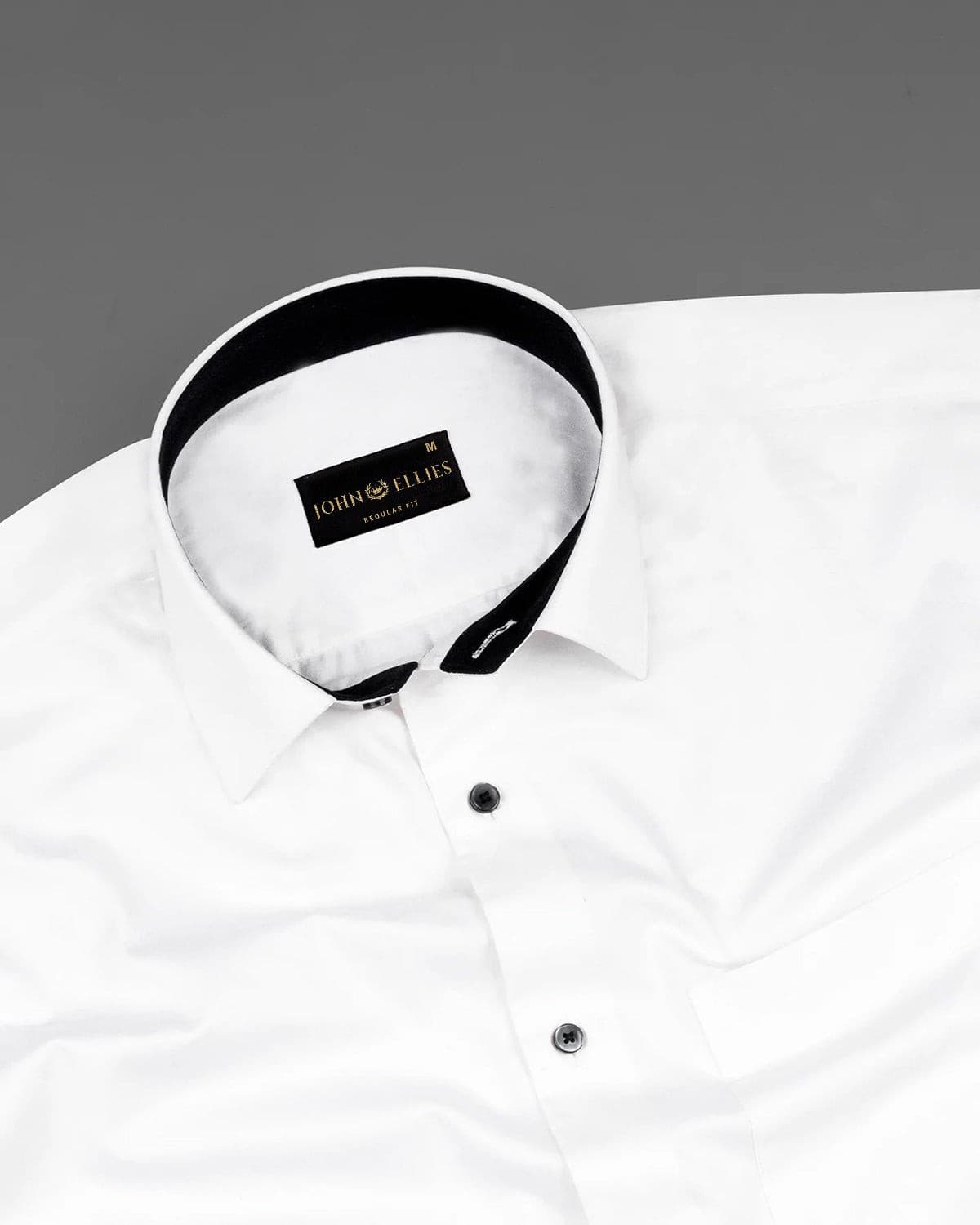 White With Black Inner Cuffs & Collar Giza Cotton Shirt