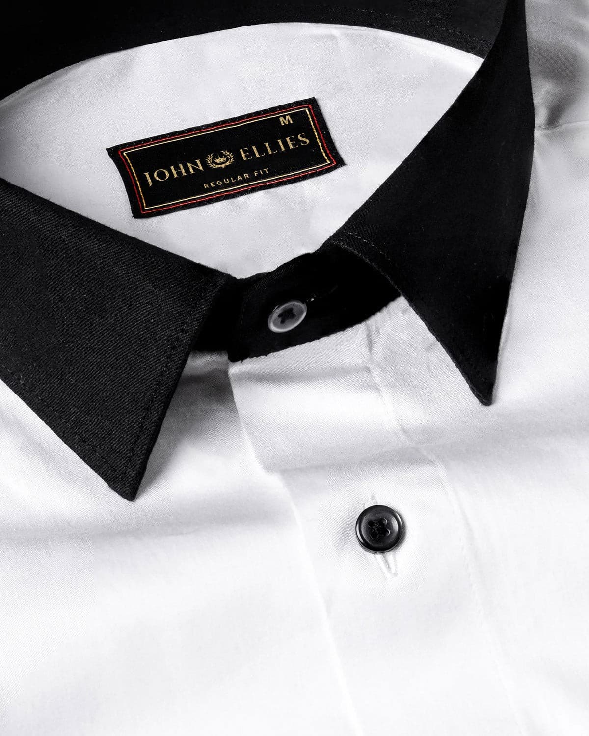 Bright White Premium Giza Cotton Shirt With Black Collar and Cuffs