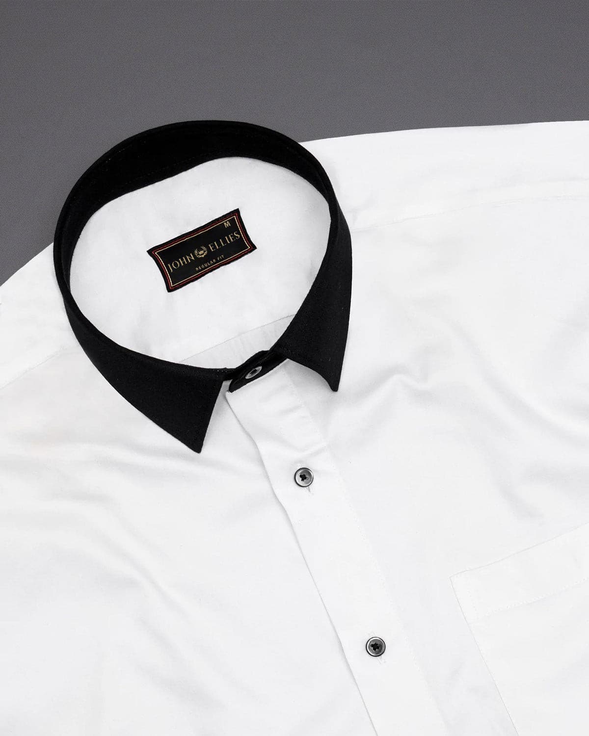 Bright White Premium Giza Cotton Shirt With Black Collar and Cuffs