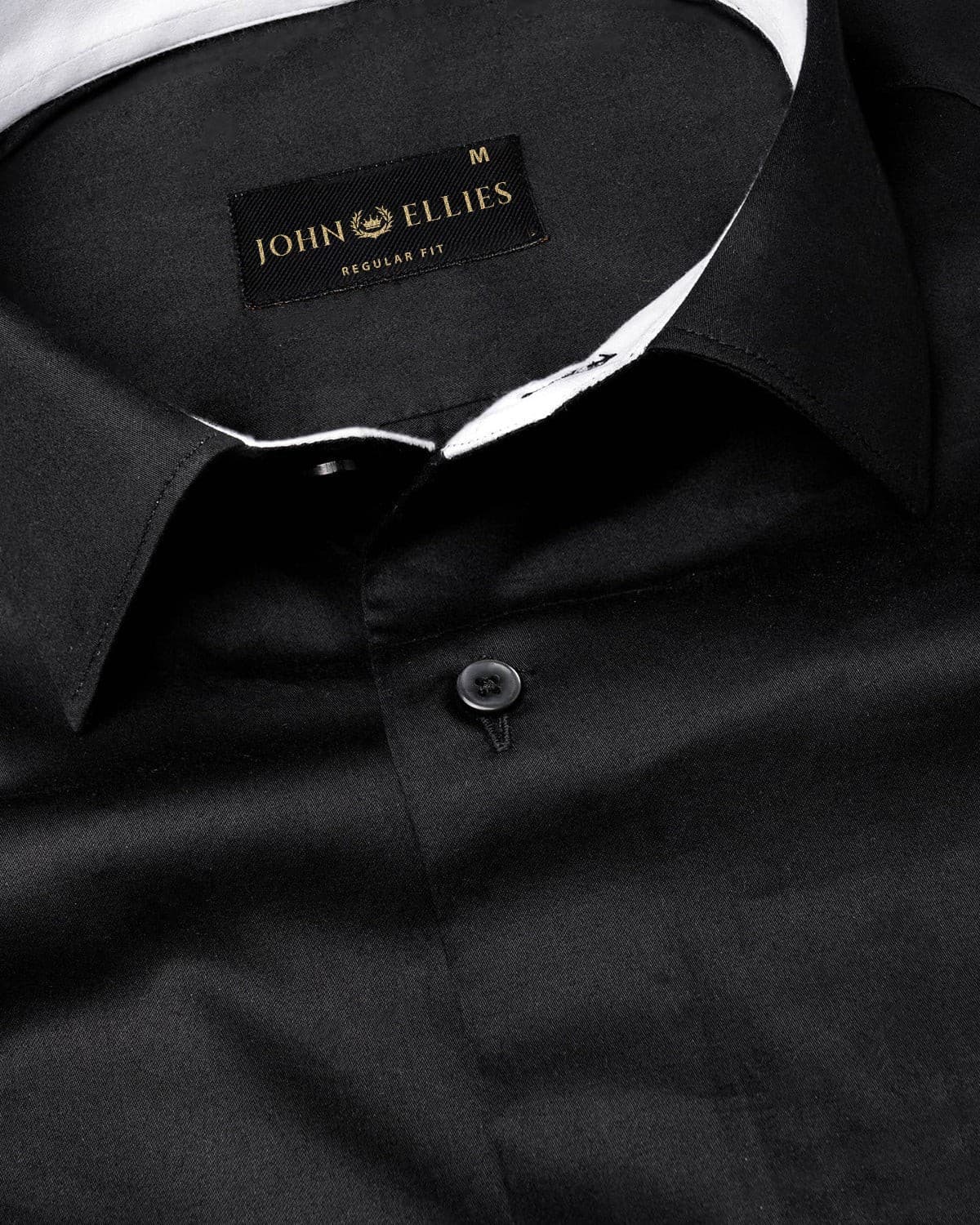 Black With White Inner Cuffs & Collar Giza Cotton Shirt