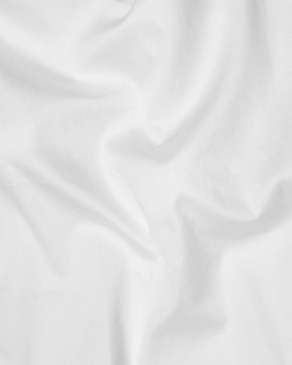 Bright White With Navy Button Premium Giza Cotton Shirt