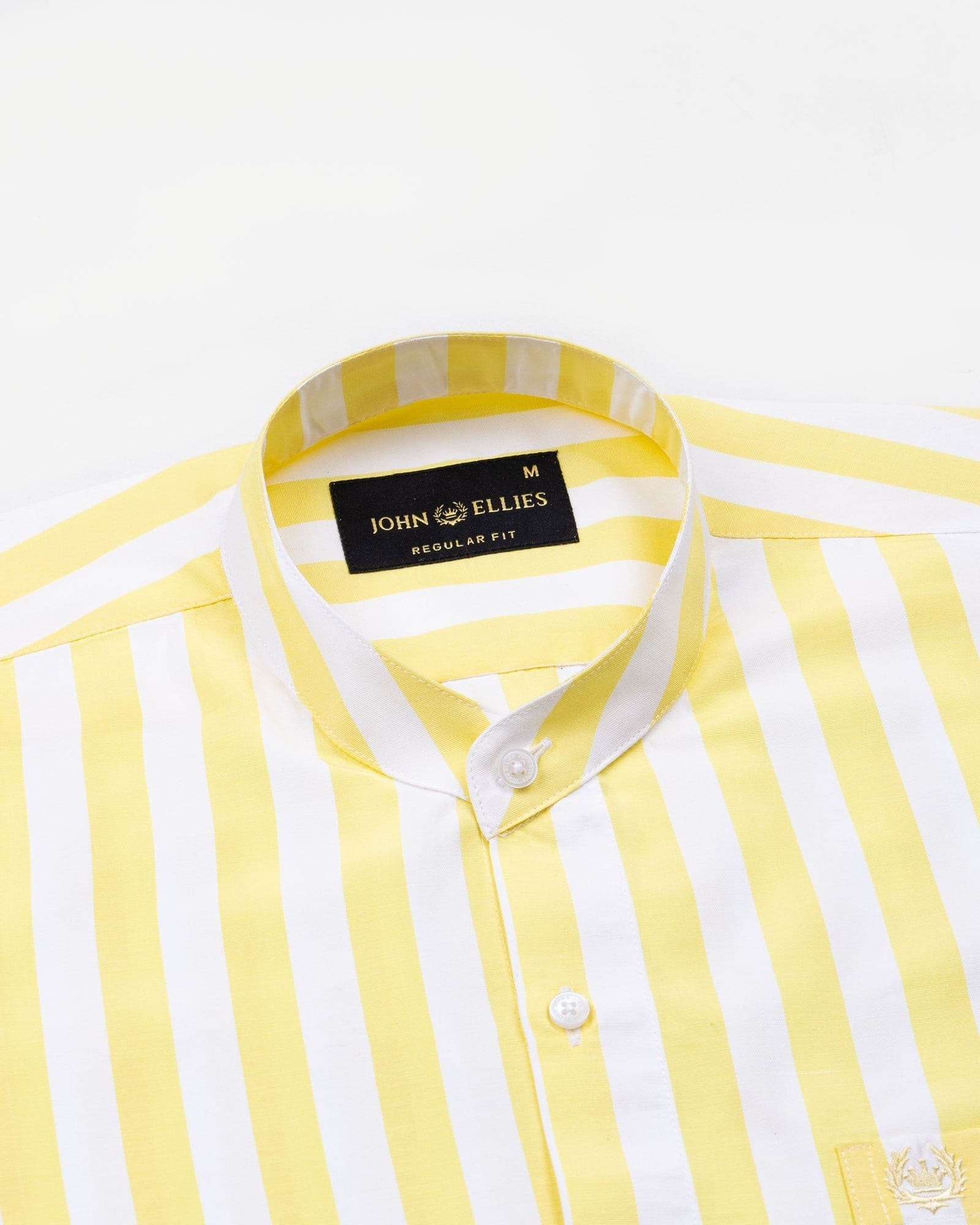 Luxline Yellow with White Stripe Giza Cotton Shirt