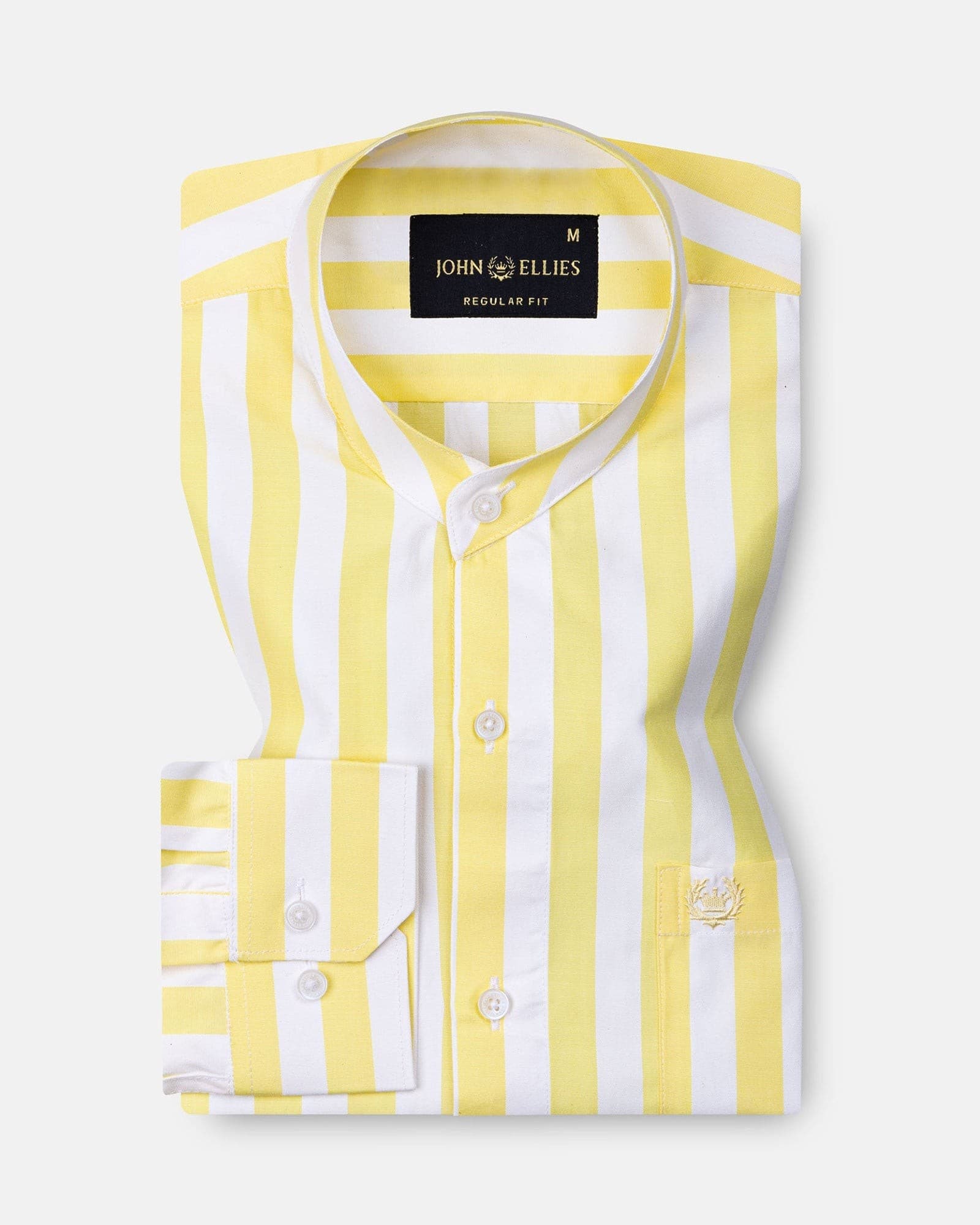 Luxline Yellow with White Stripe Giza Cotton Shirt