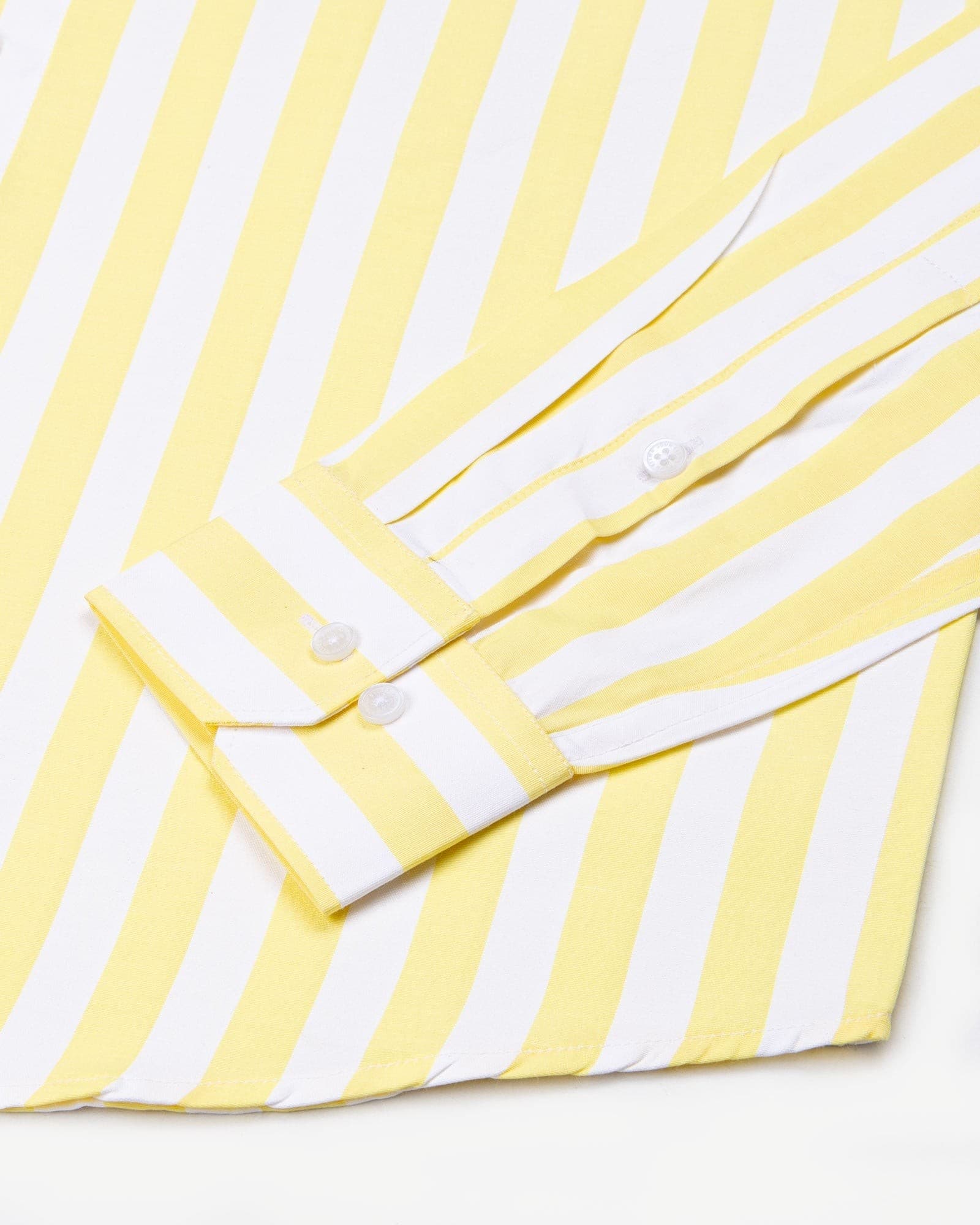 Luxline Yellow with White Stripe Giza Cotton Shirt