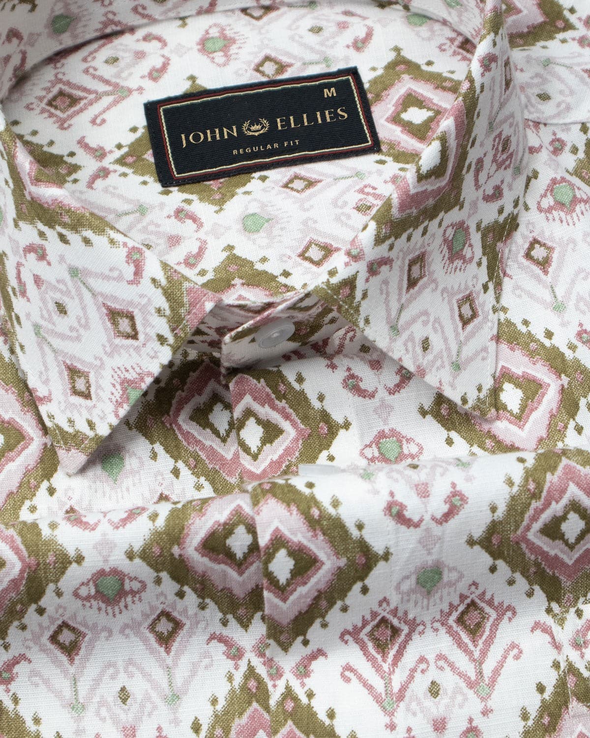 Brown Rhombus Printed Cotton Linen Shirt