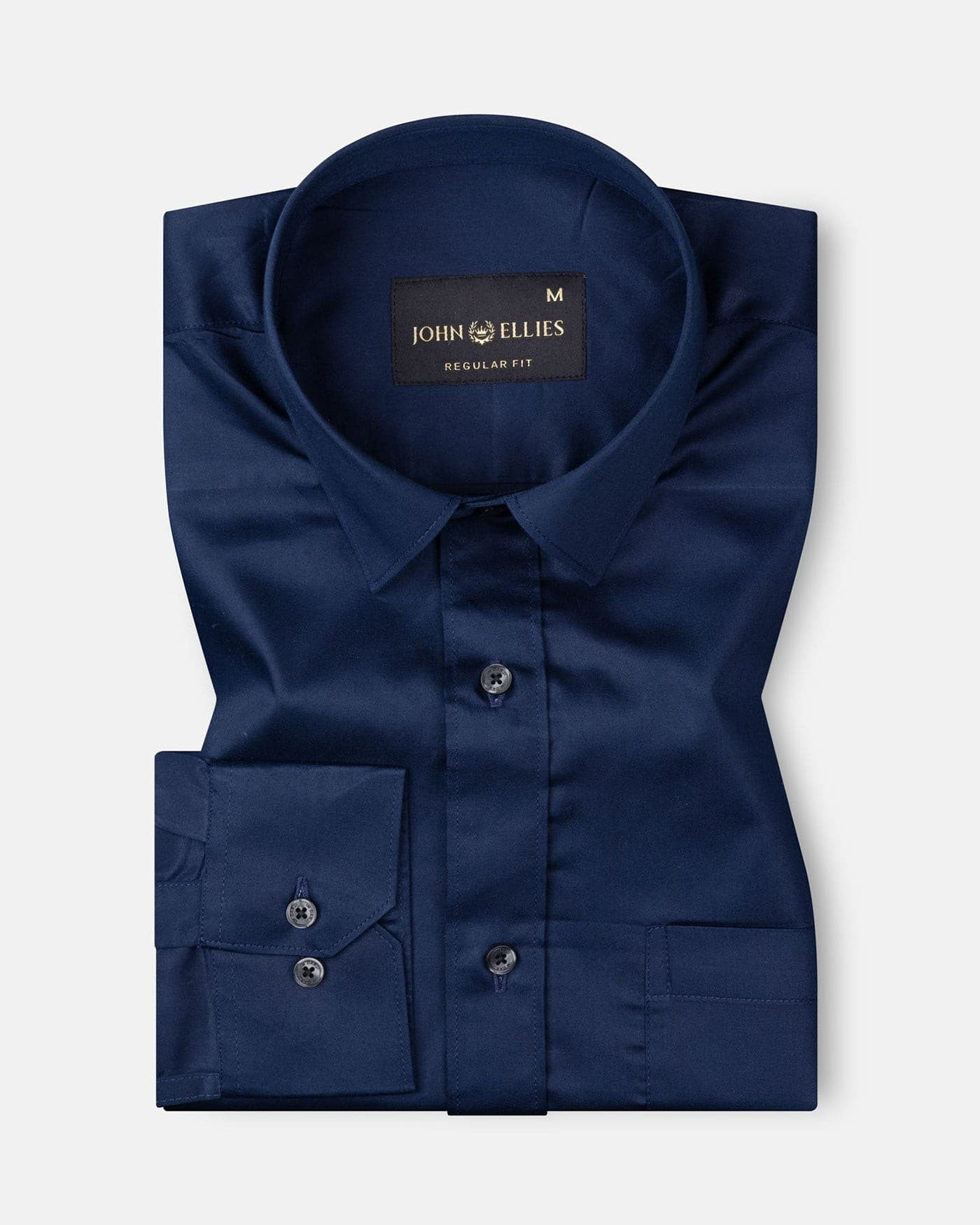 Frendix Navy Blue Front Placket Giza Cotton Shirt