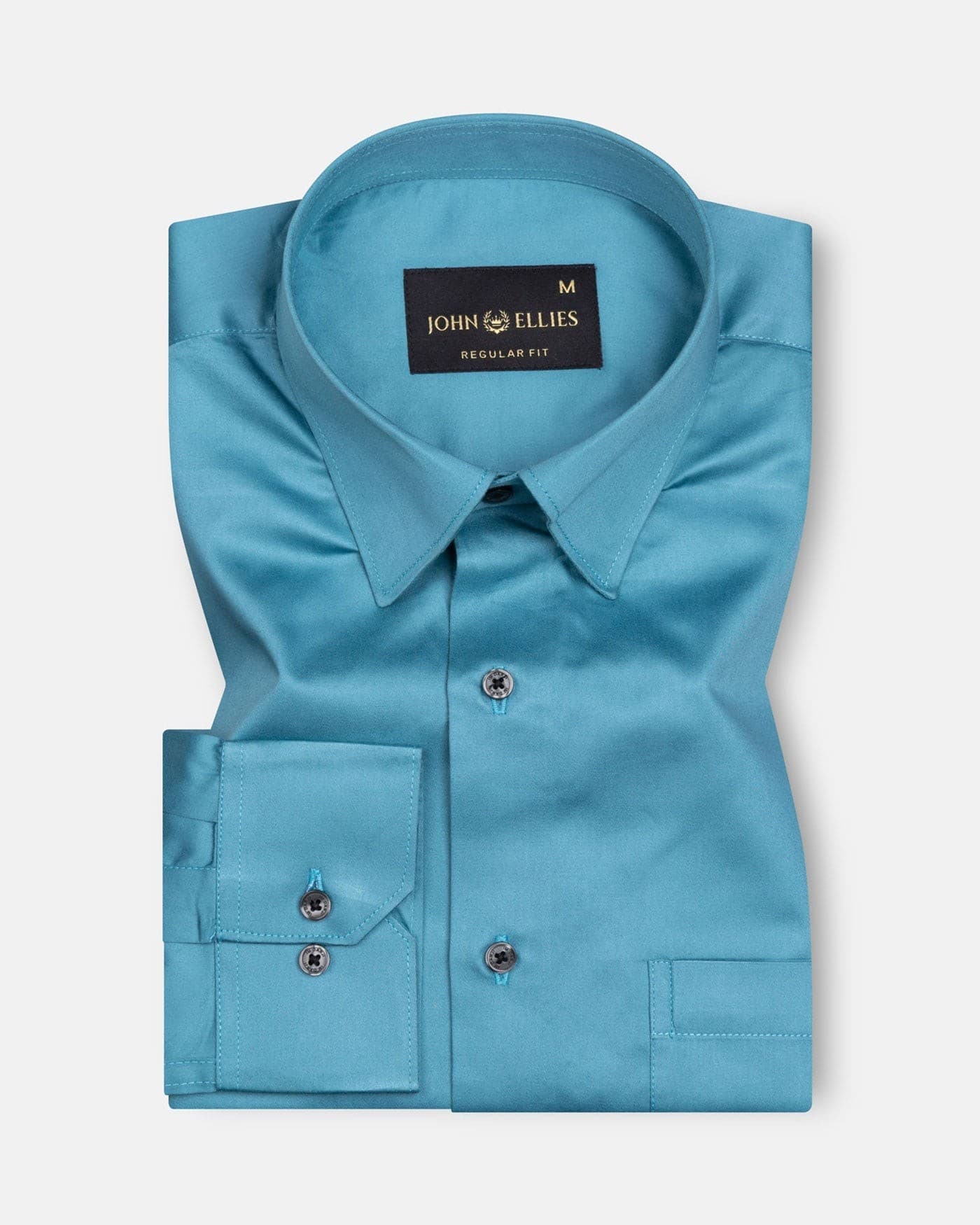 Rostin Bondi Blue Hidden Button Down Giza Cotton Shirt