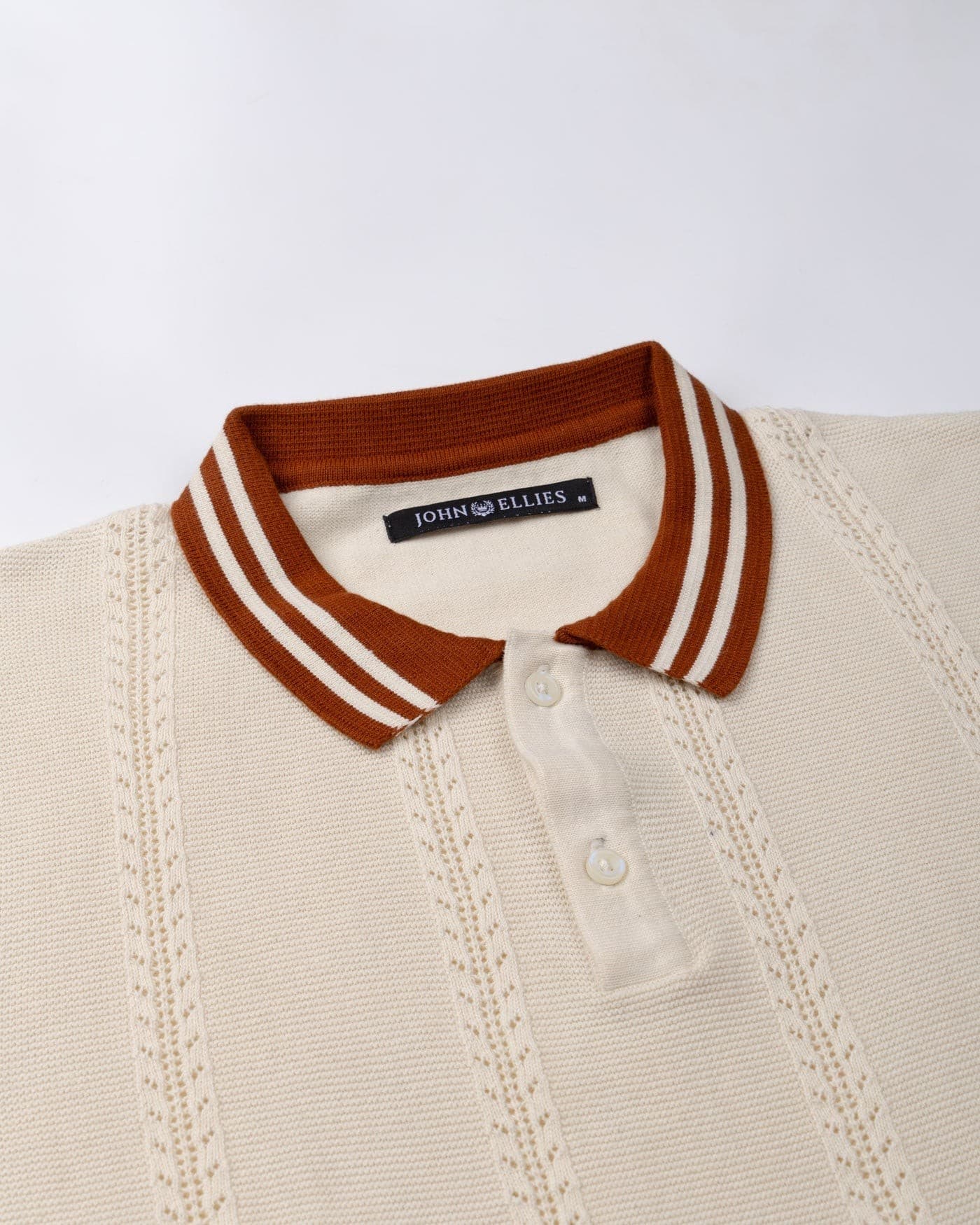 Corvix Cream Strip Cotton Polo T-Shirt