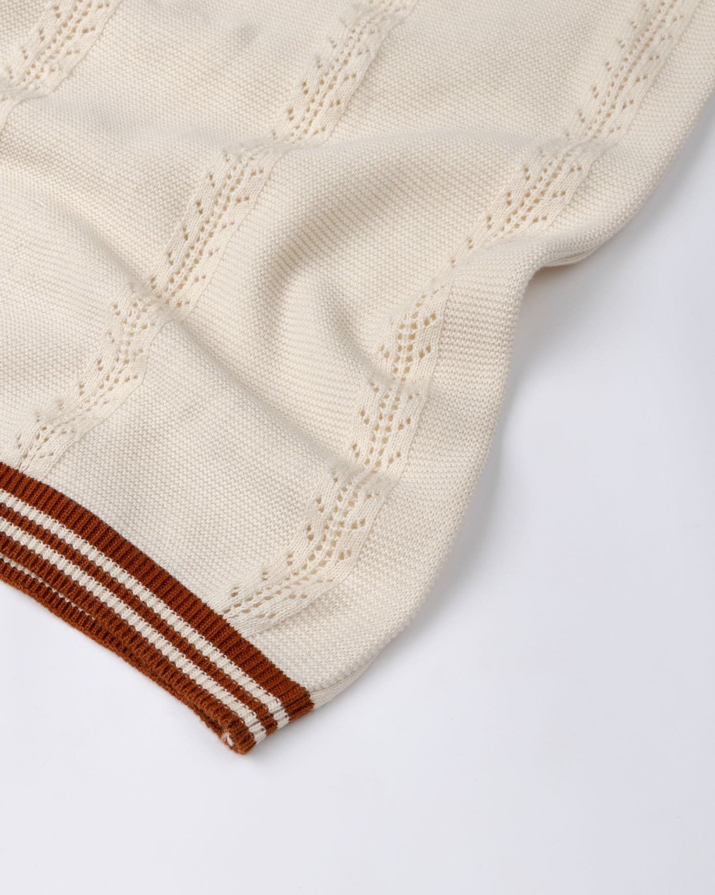 Corvix Cream Strip Cotton Polo T-Shirt