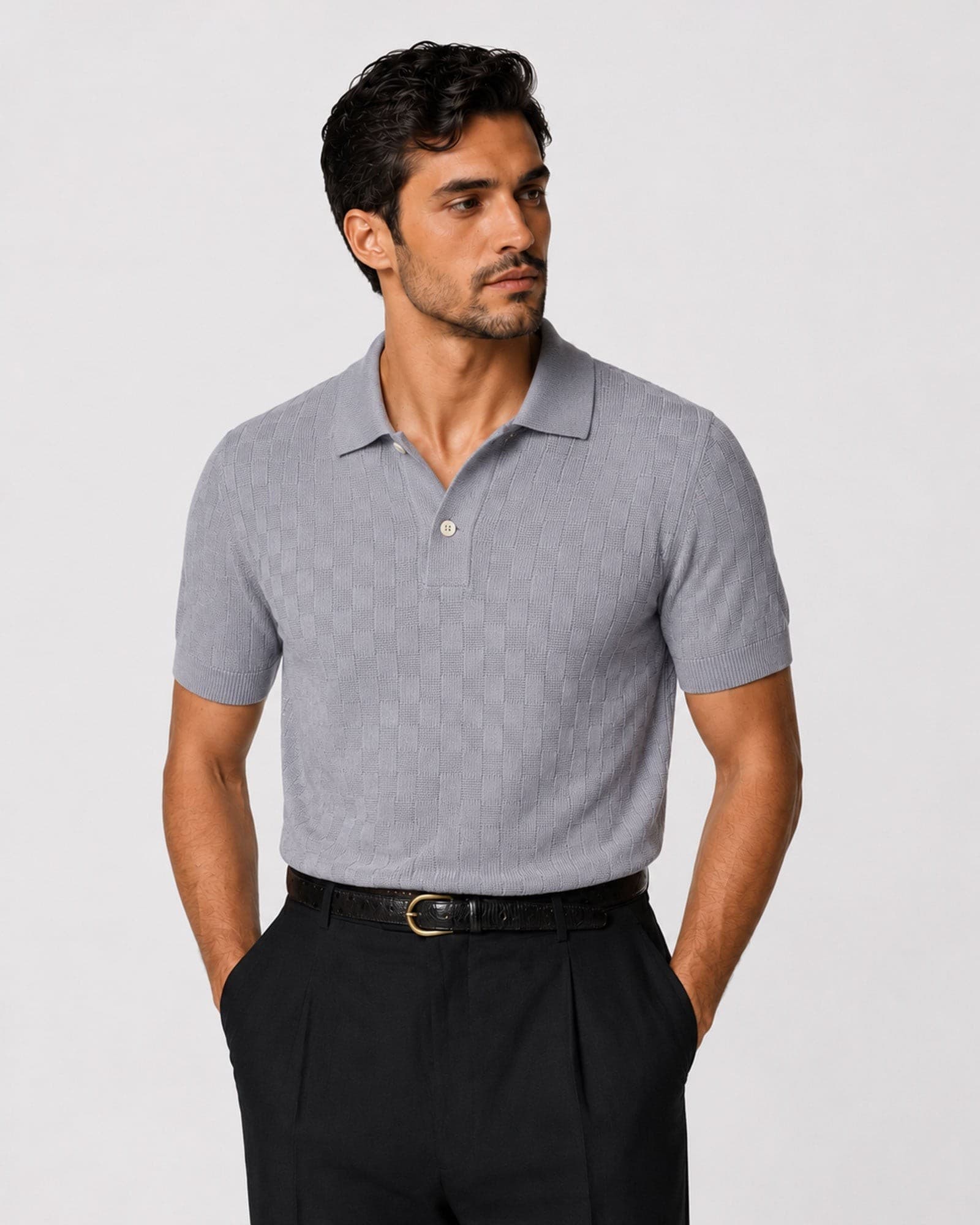 Caelum Silver Cotton Polo T-Shirt